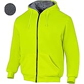 VENDACE Hi Vis Hoodie for Men Sherpa Fleece Lined Safety Sweatshirt Fleece Hoodie Zipper Construction Work Jacket Sweater