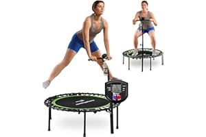 Lifepro Indoor Rebounder Trampoline for Adults with Handle Bar & Jump Counter – Foldable 40” Portable Silent Bungee System for Low-Impact Cardio & Exercise Trampoline Indoor/Outdoor Workouts