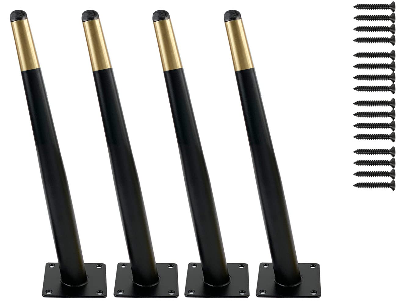 TempFoo 12 Inch Metal furniture Legs Oblique Conical Metal Legs Matte Black Gold Mid-Century Style Furniture Feet for Sofa Cabinet Table Chair Cupboard Couch Home DIY Projects（4PC (30 cm)