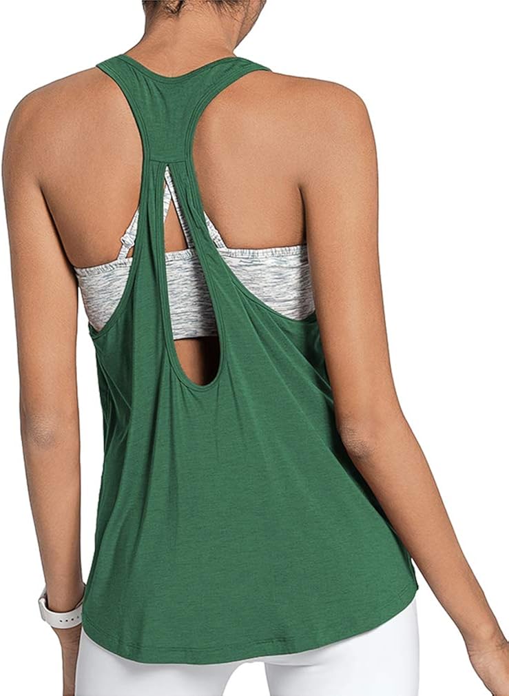 DIBAOLONG Womens Sexy Open Back Yoga Tops Workout Clothes Racerback Tank Top at  Women’s Clothing store