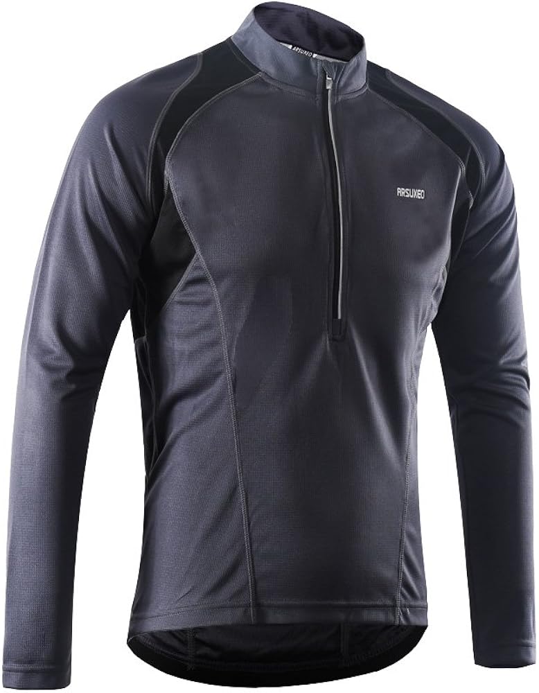 ARSUXEO Men's Half Zipper Cycling Jerseys Long Sleeves MTB Bike Shirts 6031: Clothing
