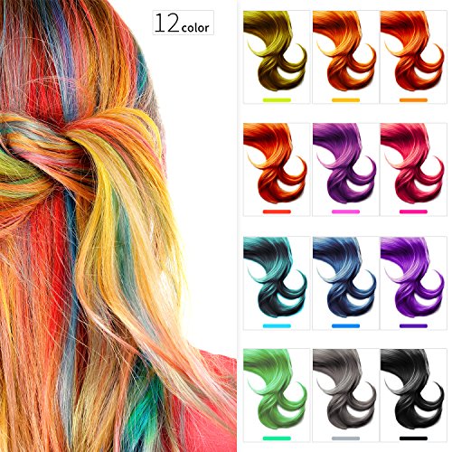 image for Hair Chalk Pens, Ohuhu 12 Colors Temporary Hair Chalks Salon, Non-Toxi