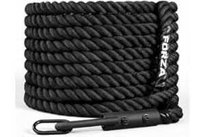 FORZA 49ft Gym Sled Pull Rope – 38 mm Heavy-Duty Polyester Rope with Steel Hook & 700 kg Carabiner – HYROX, Strength & Functi