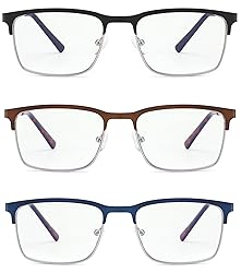 3 Pack Fashion Metal Full Frame Reading Glasses for