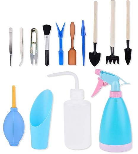 Fansport Mini Garden Tool Garden Hand Tool Succulent Transplanting Planting Gardening Tool Indoor Plants Care One Size 14Pcs