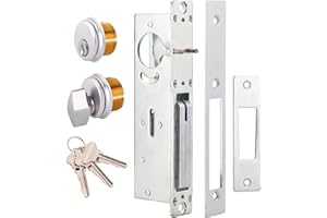 MaxxGeek Commercial Door Lock with Deadbolt and Solid Brass Mortise Cylinder, Storefront Door Lock with Brass Key for Shop Doors, 1-1/8" Backset