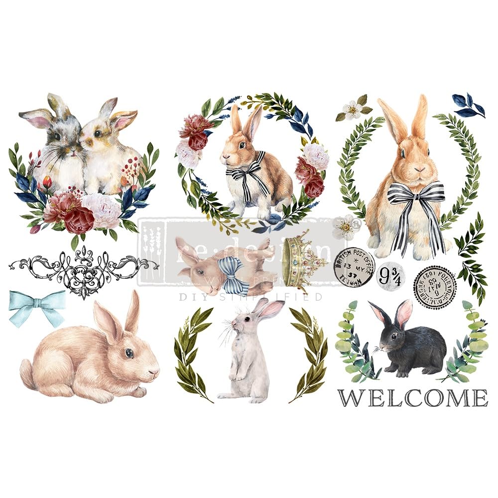 Re-Design by Prima 6" x 12" Decor Transfers Cottontail