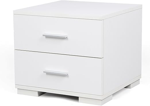 Songmics Bedside Table Nightstand With 2 Drawers Cabinet And Metal Handles Mdf Lbc35w Amazon Co Uk Kitchen Home