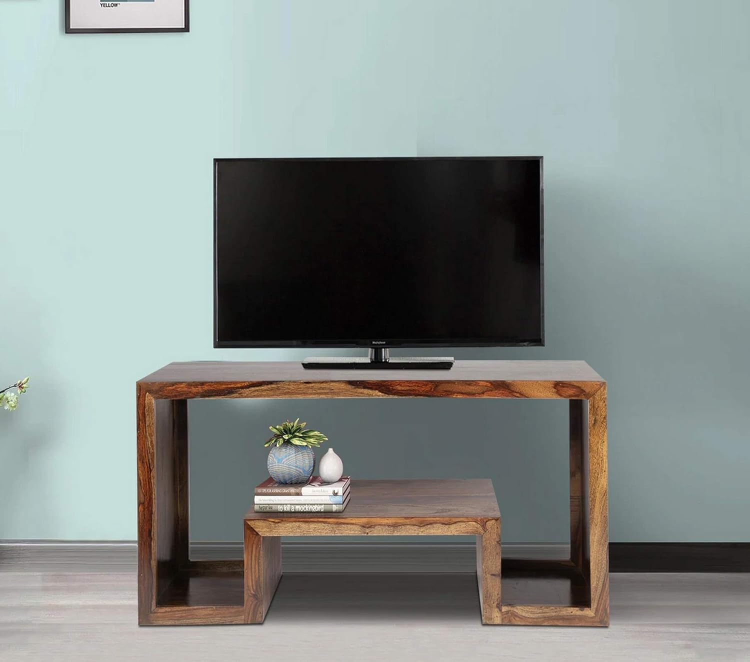 Ikiriya 100 Solid Sheesham Wooden TV Unit Entertainment Furniture Wooden Rack Teak