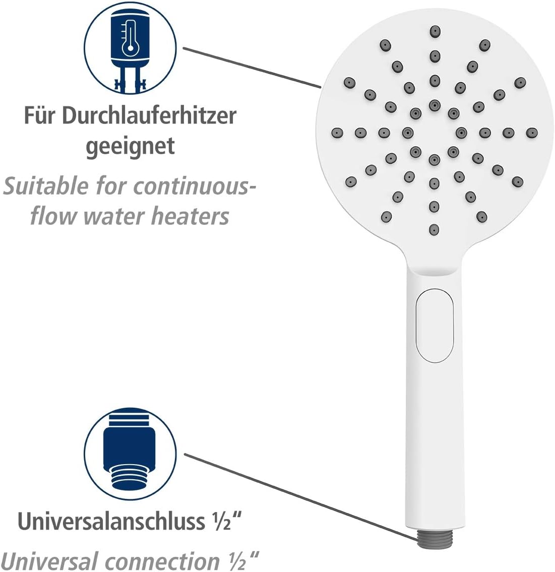 WENKO 23953100 Design Shower Heads, White - Image 5