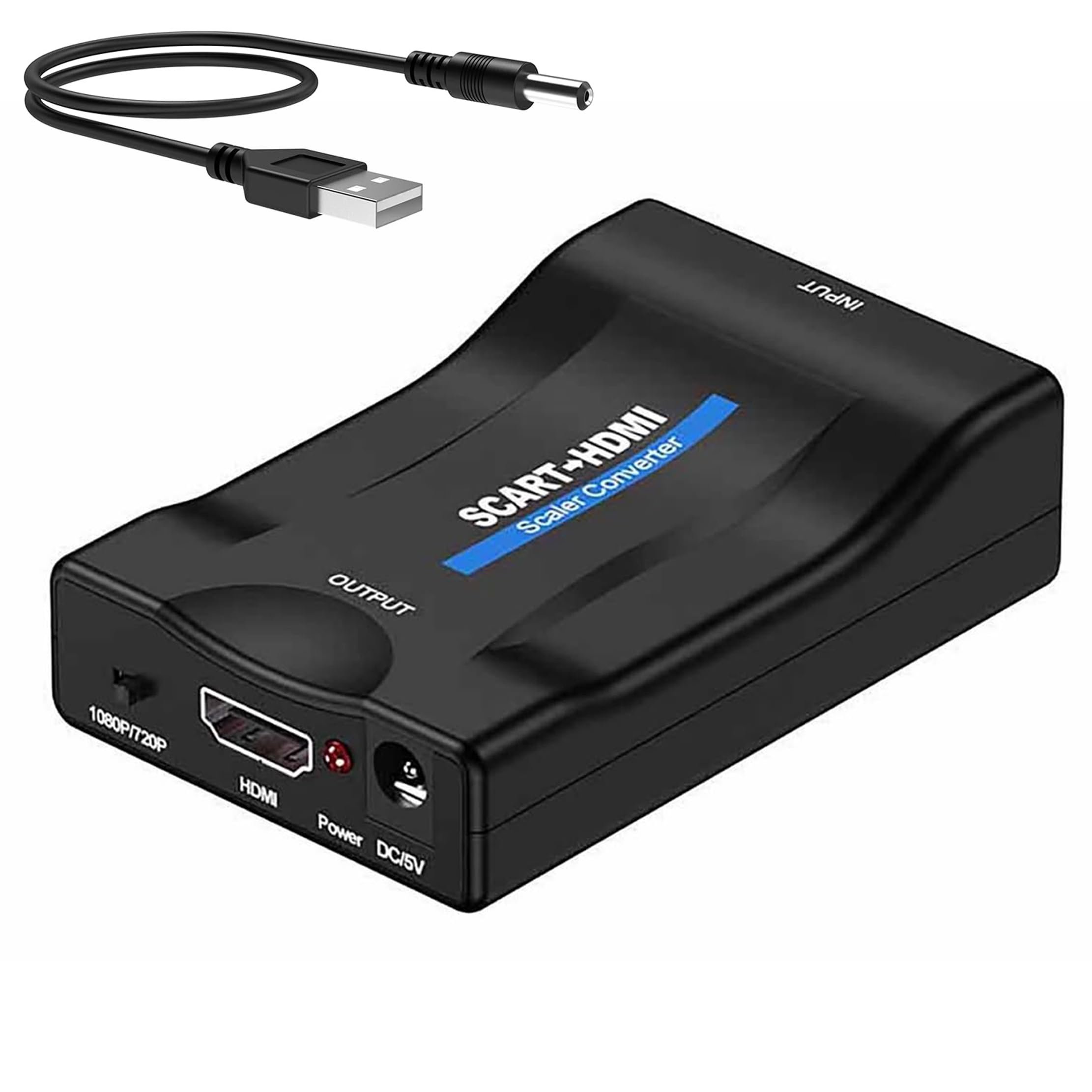 SCART to HDMI Converter, Scart to HDMI Cable Support HDMI 720P/1080P For Smartphones and HDTV, SCART To HDMI Adaptor For NTSC3.58. NTSC4.43, SECAM, PAL/M, PAL/N with Composite Audio Video Scaler