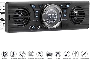 PolarLander Universal 1 Din 12V in-Dash Car Radio Audio Player Built-in 2 Speaker Stereo FM Support Bluetooth with USB/TF Card Port