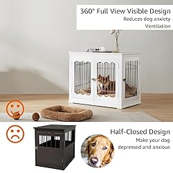 unipaws Furniture Style White Dog Crate for Medium