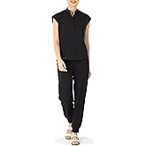 Bovchies Scrubs for Women Set - Sleeveless Stand Collar Scrub Top & Drawstring Jogger Pants, Scrub Set for Nurse Workwear