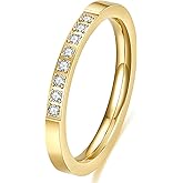 VanSabrina 2mm 5mm Tainless Steel Cubic Zirconia Wedding Band Rings For Women,Stackable No Tarnish Fashion Rings Size 4-10