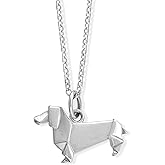 Boma Jewelry Sterling Silver Origami Dachshund Wiener Dog Necklace, 18 Inches