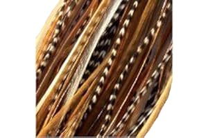 SEXY SPARKLES Feather Hair Extensions 6 Feathers 4"-7" Natural Mix Ginger with Beige and Grizzly for Feathers for Hair Extension