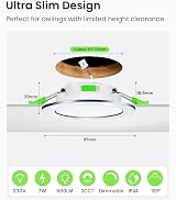 ALUSSO 7W Dimmable LED Downlights 3CCT 3000K 4000K 6500K Chrome 6 Pack view 2