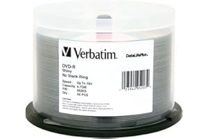Verbatim DVD-R 4.7GB 16X DataLifePlus Shiny Silver Silk Screen Printable - 50pk Spindle
