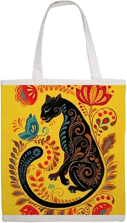Bolsa de lona de algodón, diseño de pantera y mariposa: Amazon.es: Hogar
