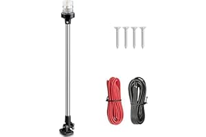 Young Marine Boat Anchor Light 3-Nautical Mile White LED Fold Down Stern Light for Pontoon and Fishing Boat All Round 360° White LED 12-24V (25" Foldable)