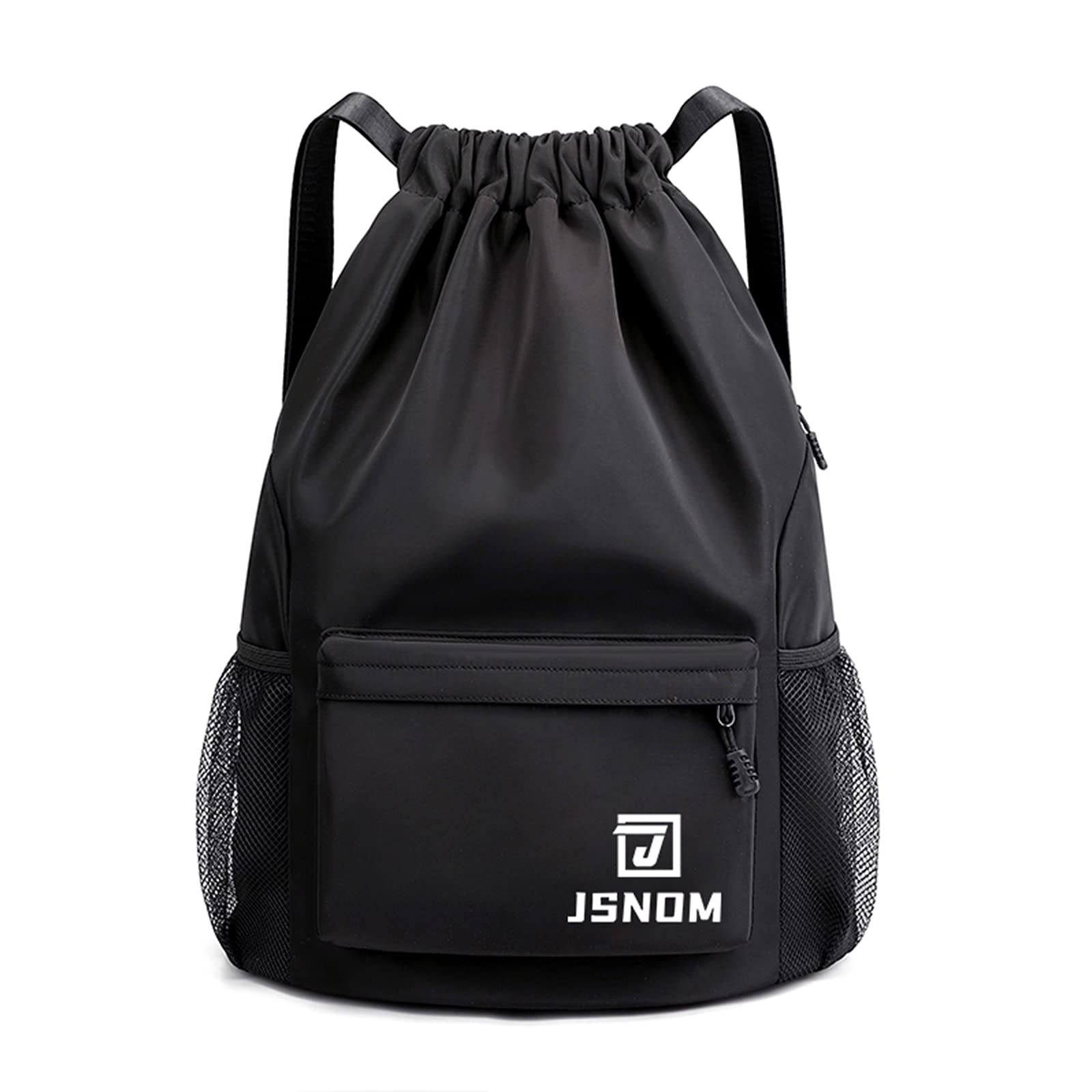 JSNOM Drawstring Gym Bags Waterproof : Large Sports Travel Yoga School Rucksack Backpack with Zip Pocket for Men Women