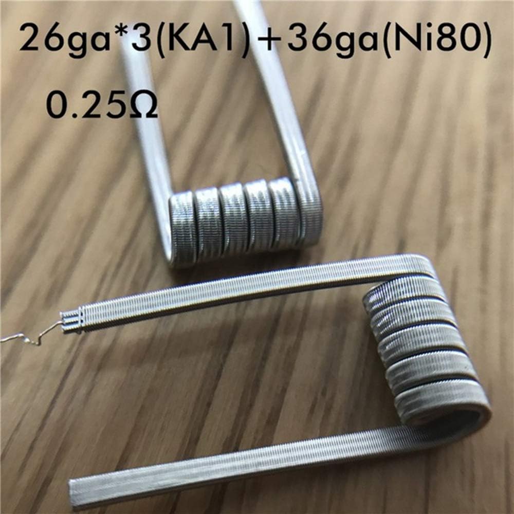 10PCS Pre-Made Nichrome SS316L Kanthal A1 Framed Staple Alien Fused Clapton Heating Coil Wires for RDA RTA RBA Vape Tank (M08 0.25ohm)
