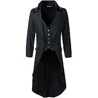 DarcChic Mens Black Gothic Brocade Jacket Frock Coat