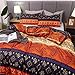 LAMEJOR Duvet Cover Sets Queen Size Bohemia Exotic Pattern Vibrant Color Luxury Soft Bedding Set Comforter Cover(1 Duvet Cover+2 Pillowcases) Orange/Teal Purple
