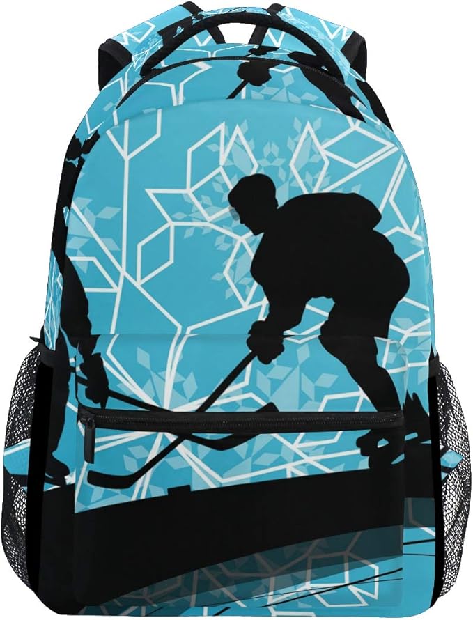 Ice Hockey Players Sport School Backpack for Boys Girls Kids Travel Bag