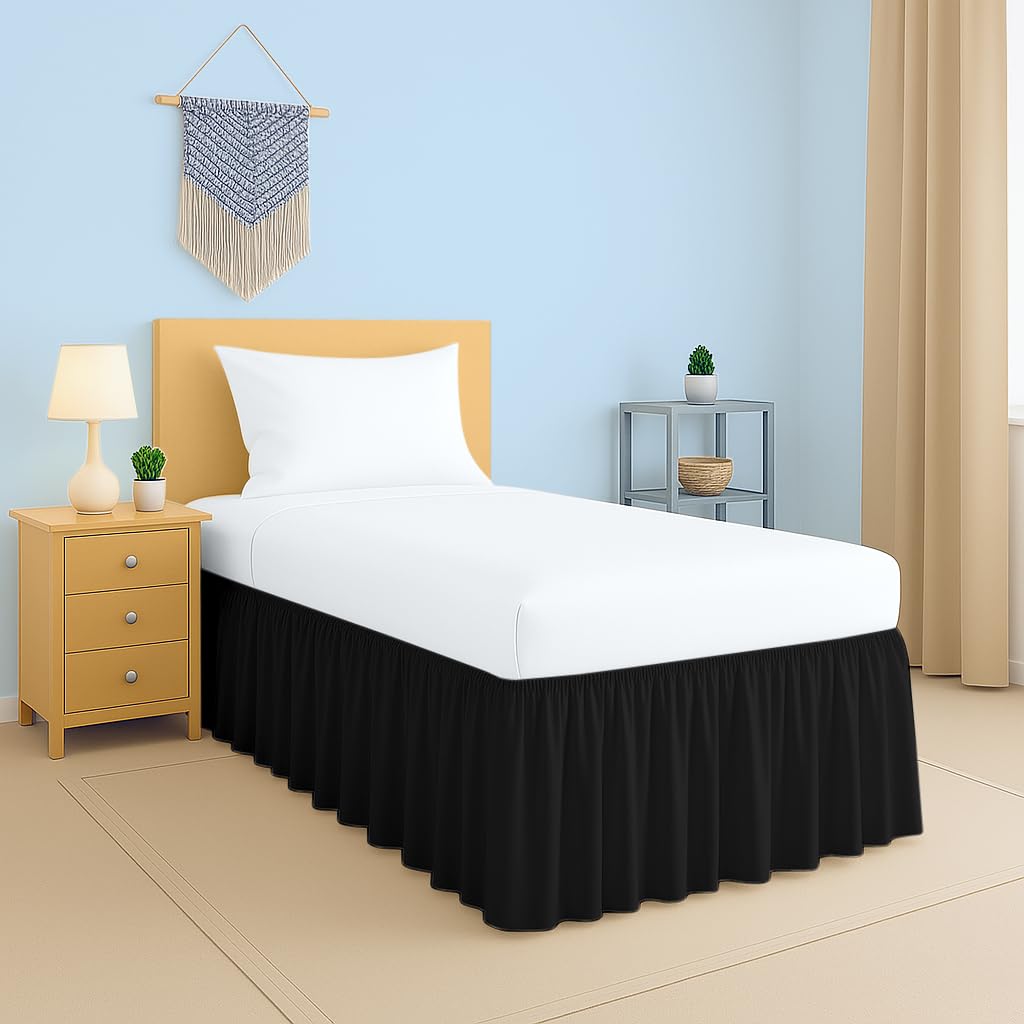 Photo 1 of 2025 Upgraded Twin XL Dorm Bed Skirt Black | 100% Cotton Blend Bed Skirt with 36" Drop for College Dorm Rooms and Extra Long Twin Beds