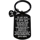 To My Son Keychain From Mom Gifts for Men Him Birthday Christmas