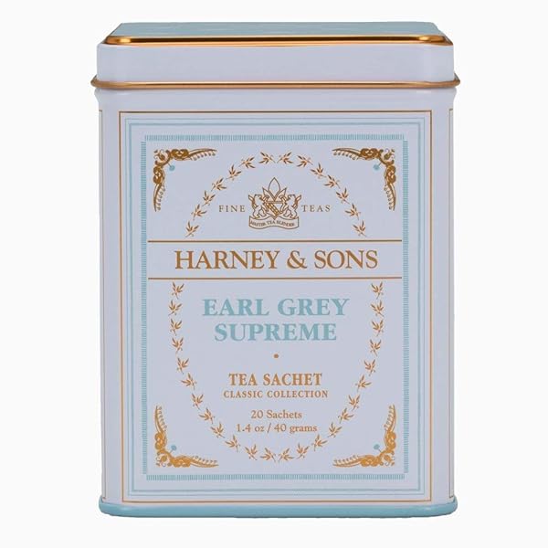 HARNEY & SONS, TEA, EARL GREY SUPREME TIN, PACK OF 4, SIZE 20 CT – NO ARTIFICIAL INGREDIENTS