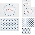 American Flag Star Stencil Templates - 6 Pack 50 Stars 1776 13 Stars Flag Stencils for Painting on Wood and Walls, Reusable Plastic Stencils in 3 Sizes for Wood Burning & Wall Art