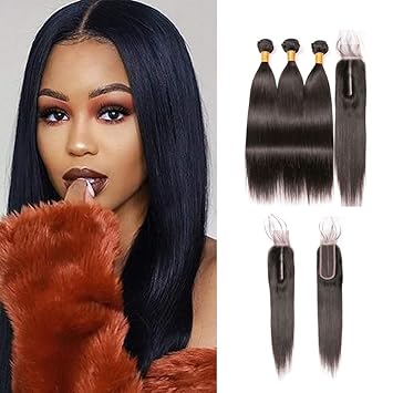 Amazon Com Straight Virgin Human Brazilian Hair 3 Bundles And