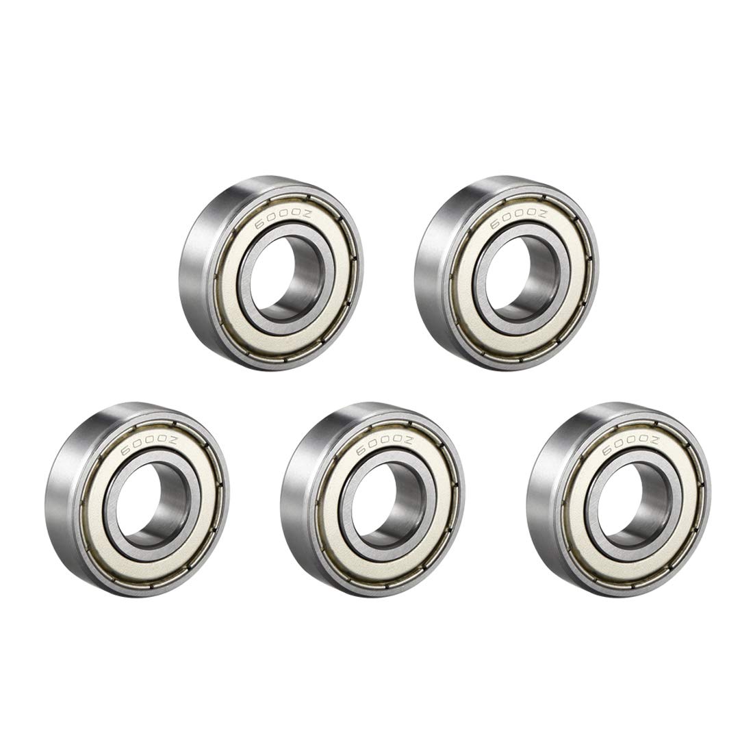 sourcing map 6000Z Deep Groove Ball Bearing Single Shield 60010, 10mm x 26mm x 8mm Chrome Steel Bearings (Pack of 5)