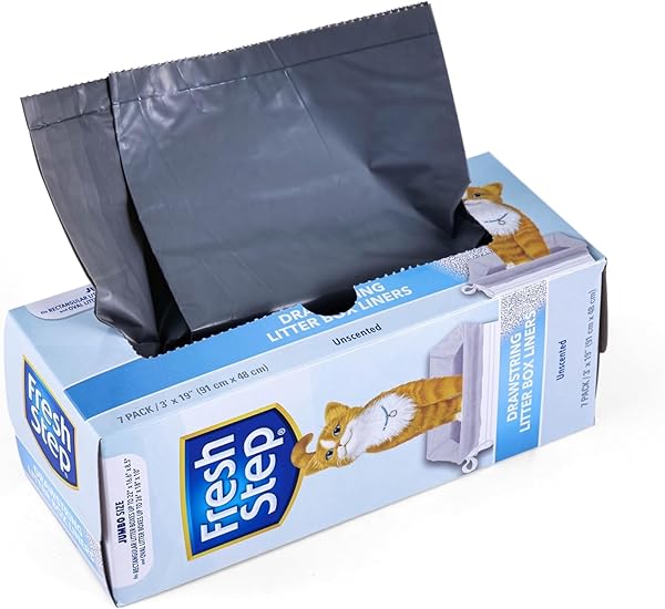 FRESH STEP DRAWSTRING LARGE LITTER BOX LINERS | HEAVY DUTY LINERS FOR CAT LITTER BOX | SCENTED & UNSCENTED AVAILABLE | QUICK & EASY CLEANUP, UNSCENTED, JUMBO – 3 PACK