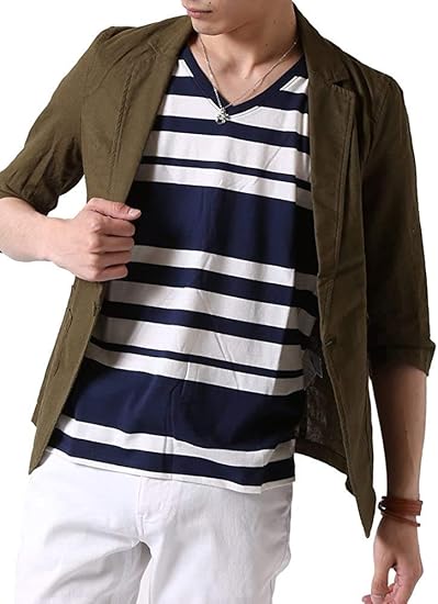 Amazon アーケード Arcade 春夏 メンズ サマージャケット 綿麻 テーラードジャケット リネン 7分袖 細身 タイト ジャケット コート ジャケット 通販