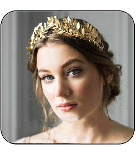 Amazon.com: Chargances Bridal Gold Leaf Crown Headband  display picture 2