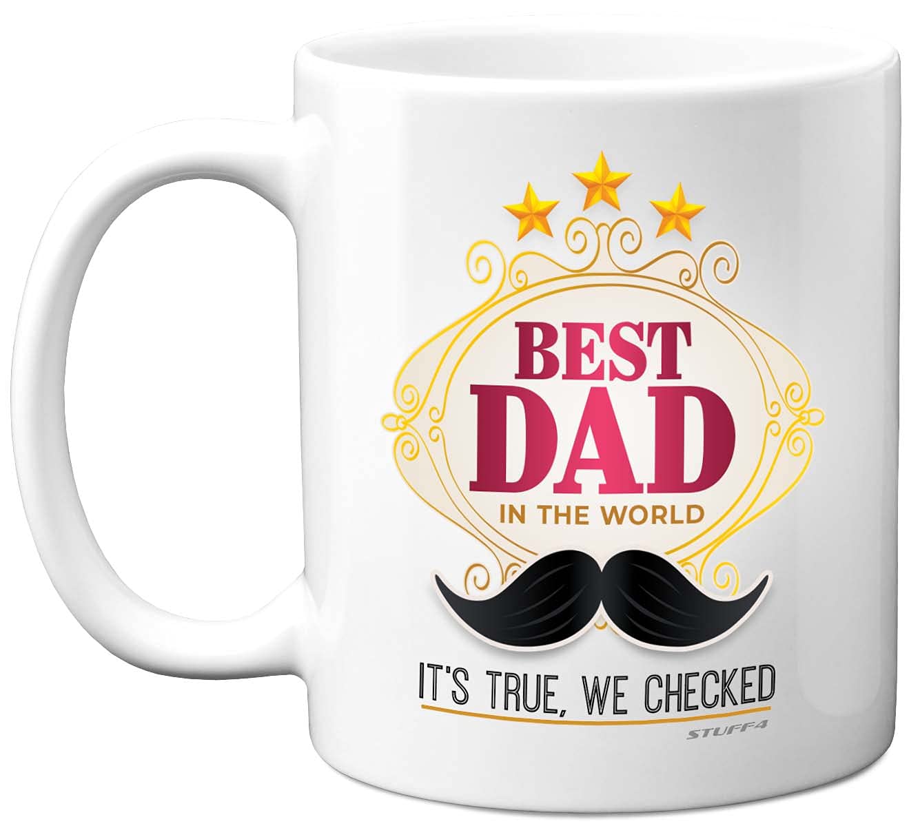 Stuff4 Best Dad Mug, Dad Birthday Gifts, Fathers Day - Best in The World - 11oz Ceramic Dishwasher Safe Mugs, Daddy Birthday Gifts, for Presents,
