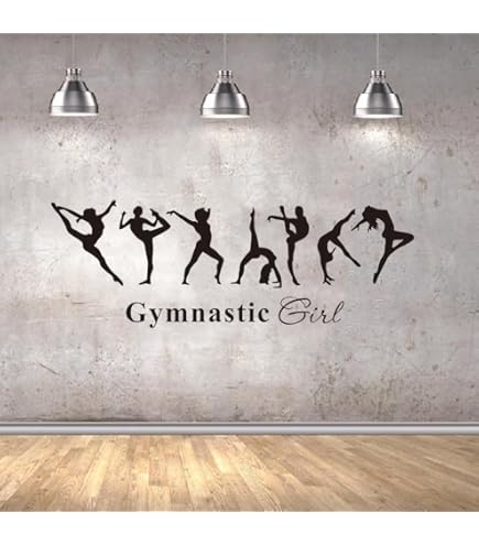 Gymnastics Girls Vinyl Decal Sticker - 8x2.8 Inch Black JS Artworks