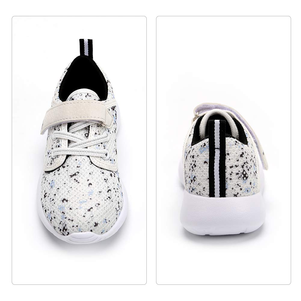 EIGHT KM Girls Toddler Kids EKM7025 Lightweight Breathable Splattered Black Fabric Velcro Sneakers School Shoes Size 6 US 2019 Thanksgiving