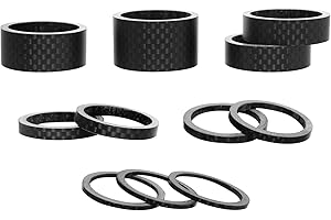 ZTZ 11PCS Headset Spacer Set for 1-1/8 Fork Stem - Aluminum Carbon Fiber Washer Kit (20 15 10 5 3 2 mm) Bicycle Threadless Ul