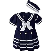 iGirlDress Baby Toddler Girls Nautical Sailor Dress with Hat Infant-4T