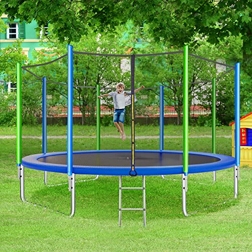 Merax 14FT Trampoline with Slide, with Ladder and Wind Stakes, Outdoor