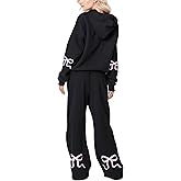 SHBECYDE Two Piece Outfits Bow Graphic Print Hoodie Sweatpants Set Oversized Sweatshirt and High Waist Sweatpants Tracksuit