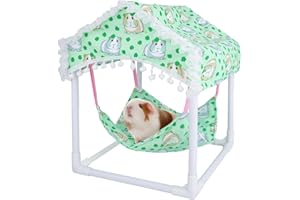 BESNEW Waterproof Guinea Pig Hammock with Stand,Cute Guinea Pig Printed Hammock for Guinea Pigs Bunny Ferret Hamster Hiding Sleeping Activities Bite-Proof Soft and Easy to Clean