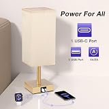 Aooshine Bedside Lamp 3-Way Dimmable USB C USB A Ports Gold Shade view 6