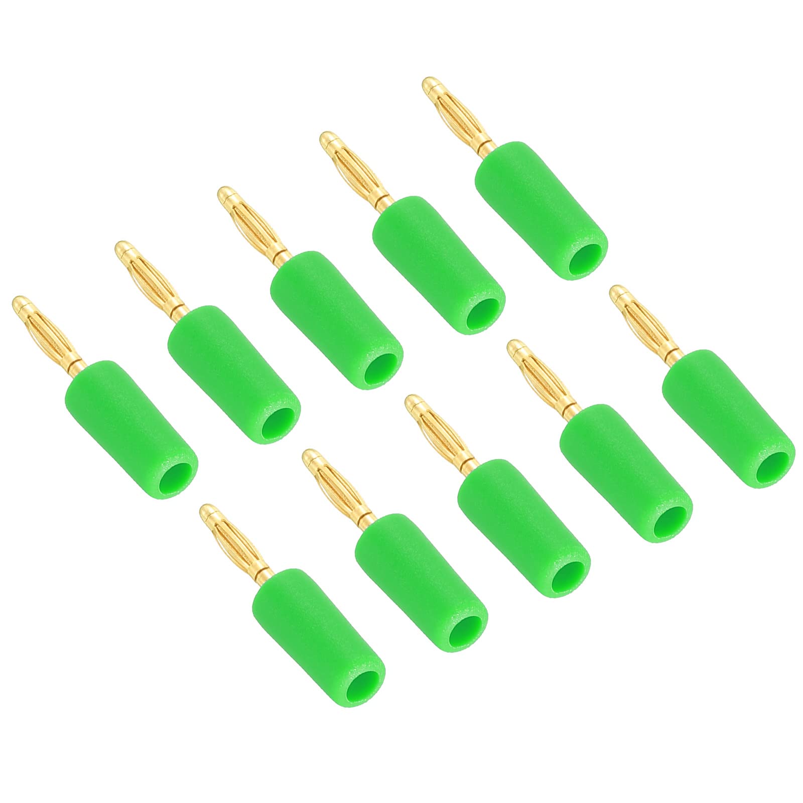 PATIKIL 10 Pack Banana Plugs Connector Speaker Banana Plug Connectors Solder Type 2mm Gold-Plated Copper Green for Speaker Wires, Sound Systems, Video Receivers, Home Theater