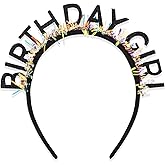 CIEHER Black Birthday Girl Headband Birthday Crown for Women Girls